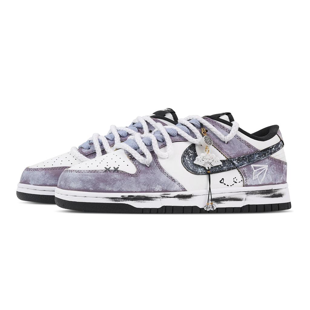 Nike Dunk Purple Paper Machine, Heart Box Leather Abrasion Resistant Low top Skateboard Shoes Unisex Purple DD1391-100(Team773--)