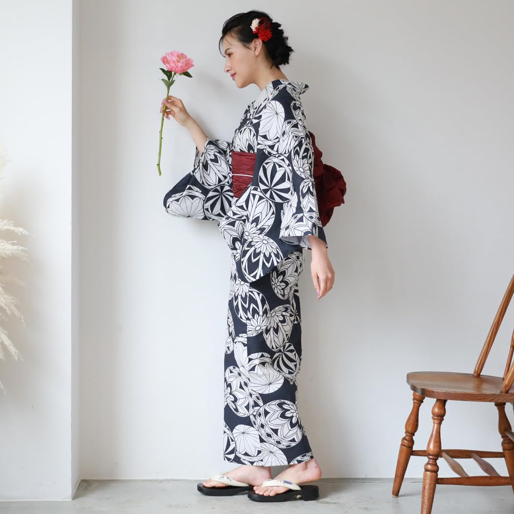 16 Patterns To Choose from Yukata Heko Obi Set Tokimeki Summer Love Yukata Heko Obi 2 Piece Set Pattern On Navy (15.Mari Background)