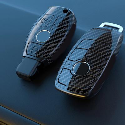 ABS Carbon Fiber Style Car Key Case Cover Shell Fob for Mercedes Benz A B C E S Class W204 W205 W212 W213 W176 GLC CLA AMG W177