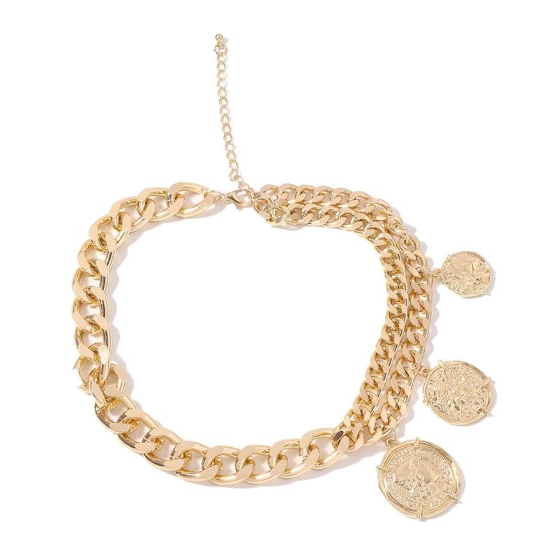Элегантное колье с подвеской-монетой Уникальное колье с подвеской-монетой Украшение для женщин, ищущих модные аксессуары 1 золотой