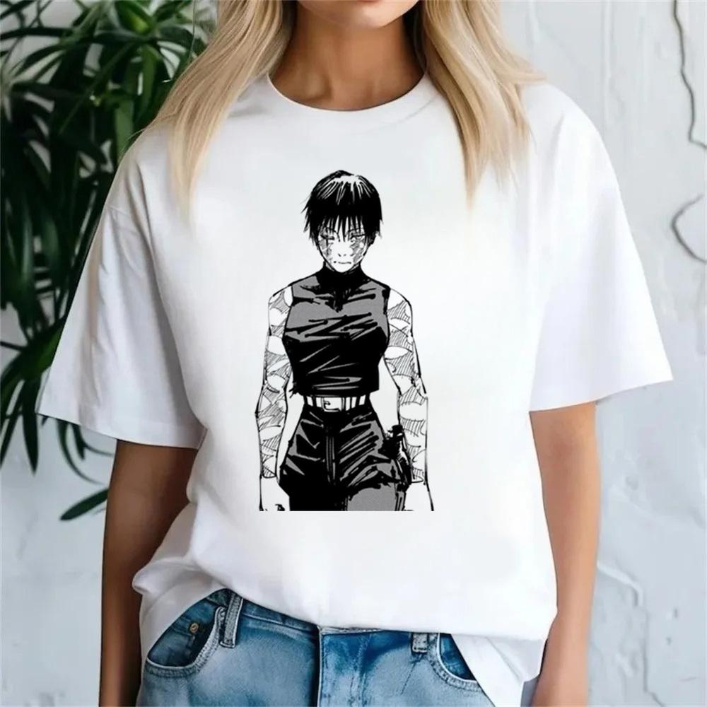Jujutsu Kaisen T-Shirt Damen Japanisch Maki Zenin T-Shirt Mädchen Anime T-Shirts Kleidung Kurzarm Tops