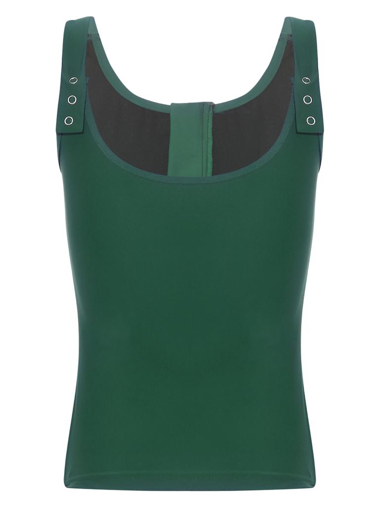 Women‘s Adaptive Swim Tank Zip Front Vest Sleeveless Press Button Straps with Removable Chest Pads for Pool Beach Activity