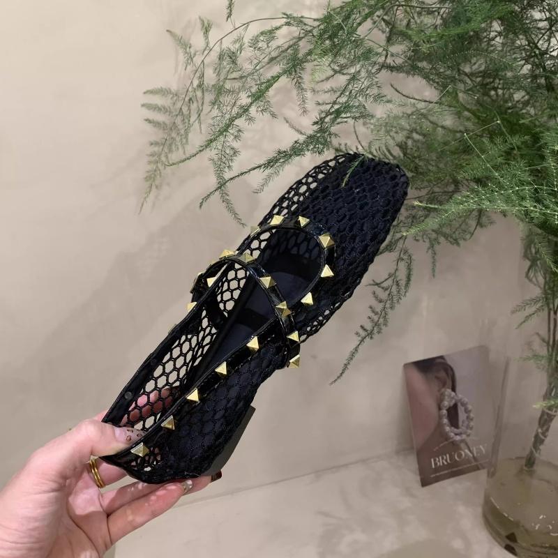Fashion Fashion Woven Lazy Cutout Front Lace-Up Mary Jane Shoes Feminine Square Toe Flat Shallow Mouth Soft Slip Single