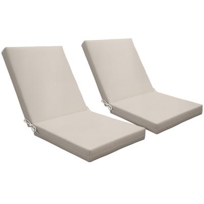Set of 2 Outdoor Cushions for Armchair High-Back Chair with Ties 8 Cm Padding, Dim. 112L X 51W Cm, Beige