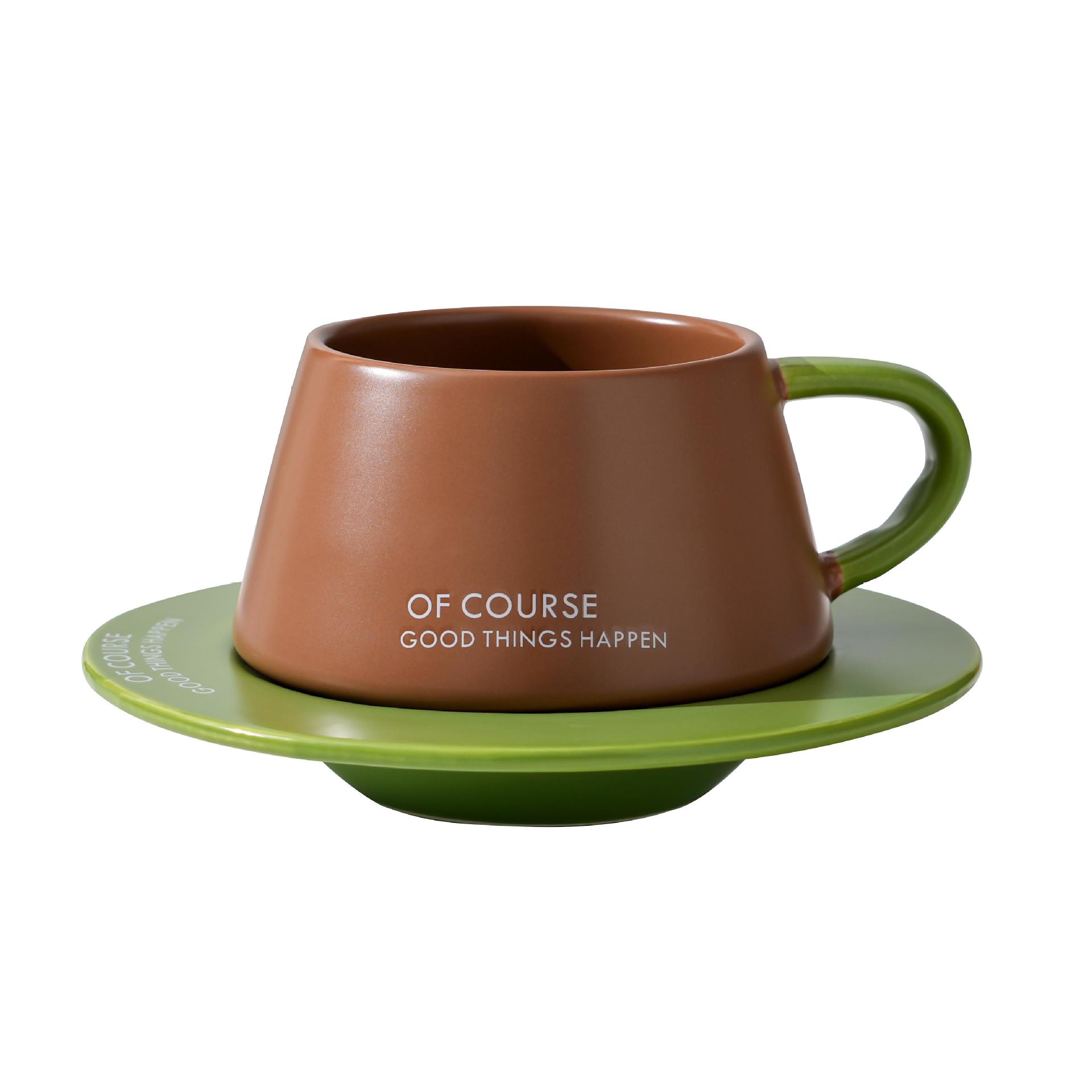 Premium Nordic Contrasting Coffee Cup Saucer Set Tea Cup Office Mug High End Gift Ceramic Cup High Value Drinking Cup 280ml