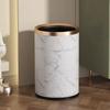 Quality Double Layer Leather Trash Can Metal Beautiful Waste Paper PU Basket Storage Bin for Bathroom  Bed Room