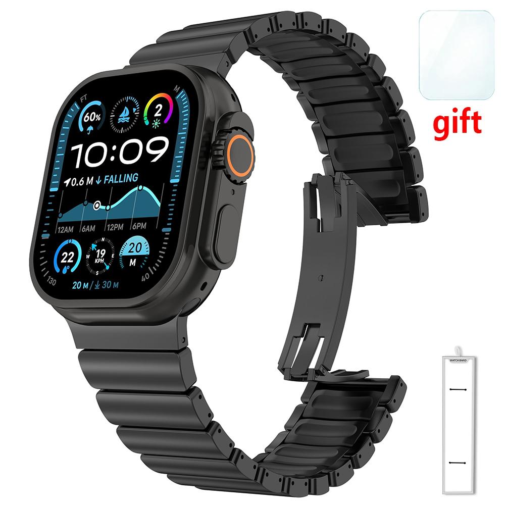Cinturino per Apple Watch Ultra 3 49mm 46mm 45mm 44mm in Titanio+Gomma Braccialetto Metallico Per Iwatch Serie 11 10 9 8 7 6 5 SE Cinturino