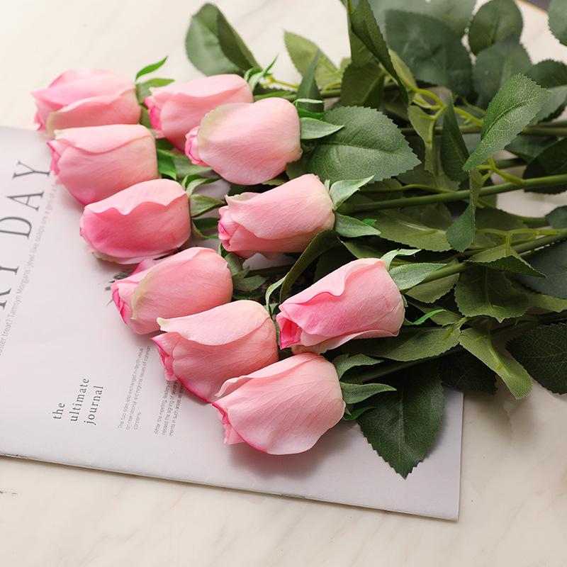 Simulation Rose Single Realistic Feel Moisturizing Rose Ins Wind Home Decoration Wedding Bouquet Rose Bud