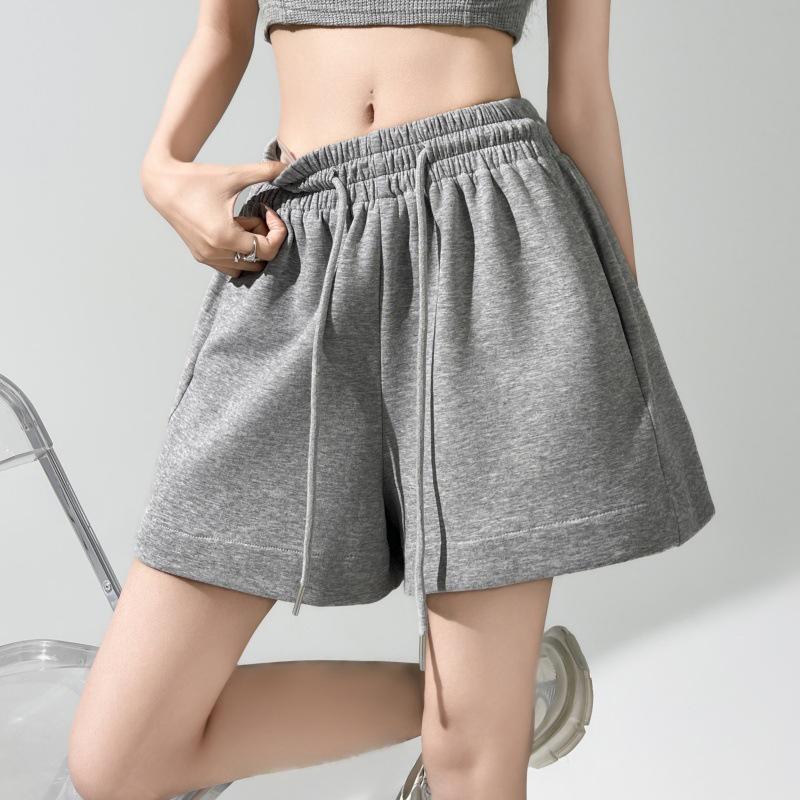 

2026 Women s Breathable Cotton Summer Sports Shorts with Drawstring; Loose Fit, Slimming, Pocket Design, Wide Leg Casual Outerwear. Medium серый
