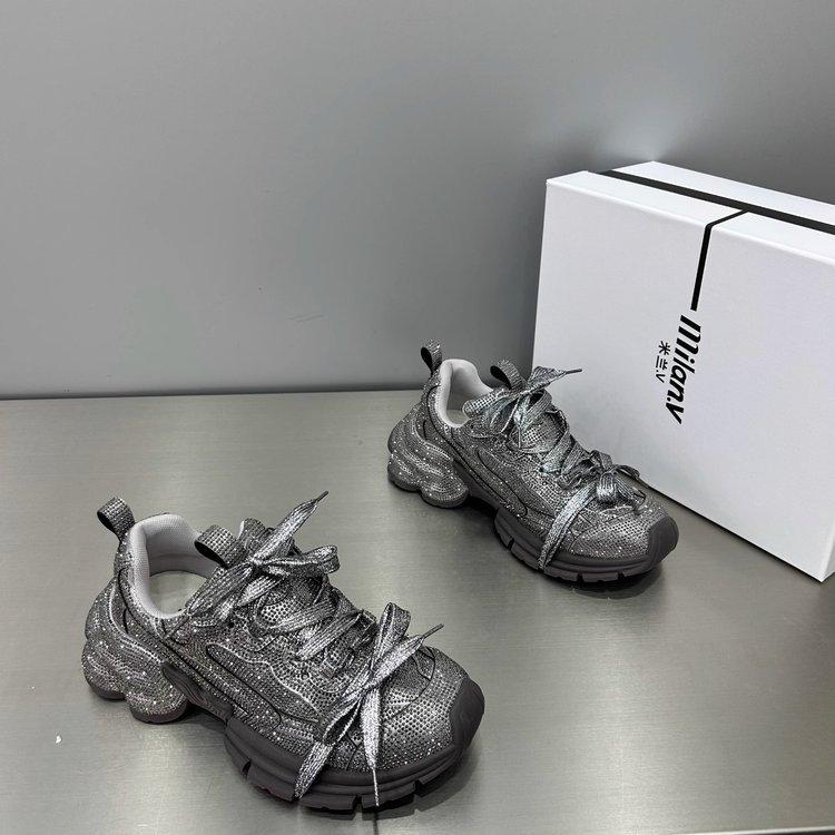 Echtes Leder Zigeuner Strass dicksohlige gebratene Street Dad Schuhe für Damen, atmungsaktive und erhöhende ins trendige ausländische Freizeitschuhe für Damen