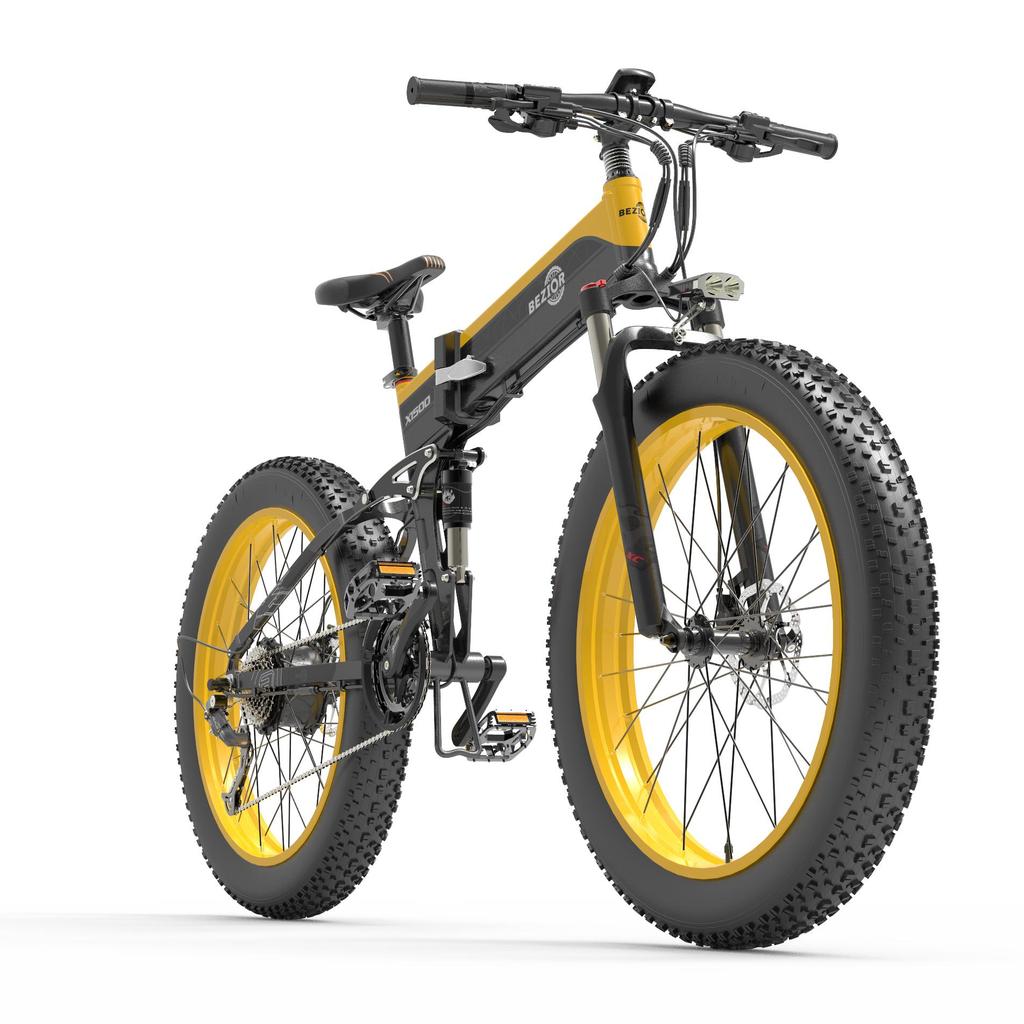 BEZIOR X1500 Skladací elektrický bicykel do každého terénu 1500W motor 48V12.8AH batéria Mestský vonkajší elektrický bicykel 26-palcové terénne pneumatiky E-horský bicykel
