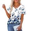 Dame Moteable Casual Kortermet Trykk V-hals Pullover Topp