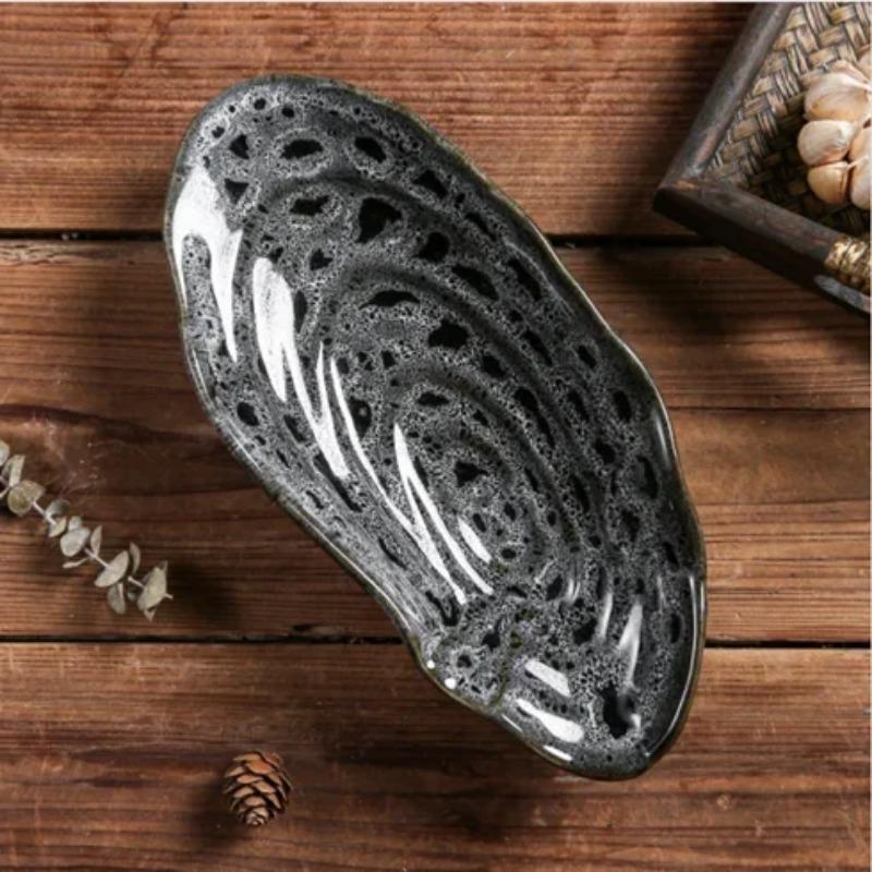 Exquisite Japanese Cuisine Restaurant Ceramic Tableware Sushi Sashimi Plate Cold Dish Plate Small Dish Oyster Cuttlefish Plate