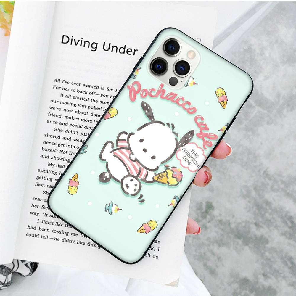 JZ26 Cartoon Pochacco Black Sofe Case for Samsung Note 20 Lite S24 Ultra S23 A03 A05 A06 A11 A71 A15 A16 A13 A24 A25 A33 A52 A53 A50 M55 M35 Plus