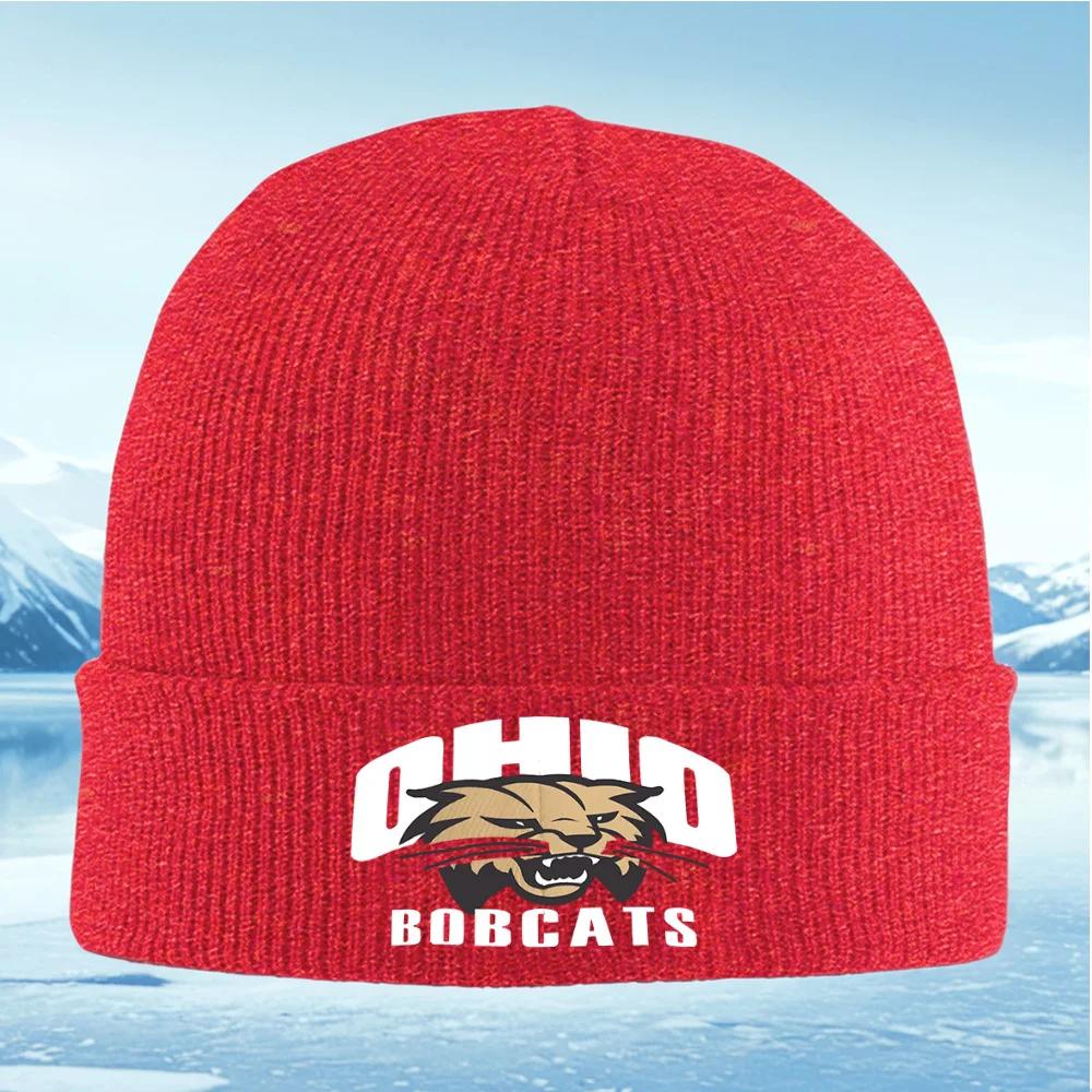 New Wildcat logo Ohio Bobcats text design Unisex Women Unisex Knitted Hat Beanie Pullover Cap Winter Thermal Warm Christmas Outdoor