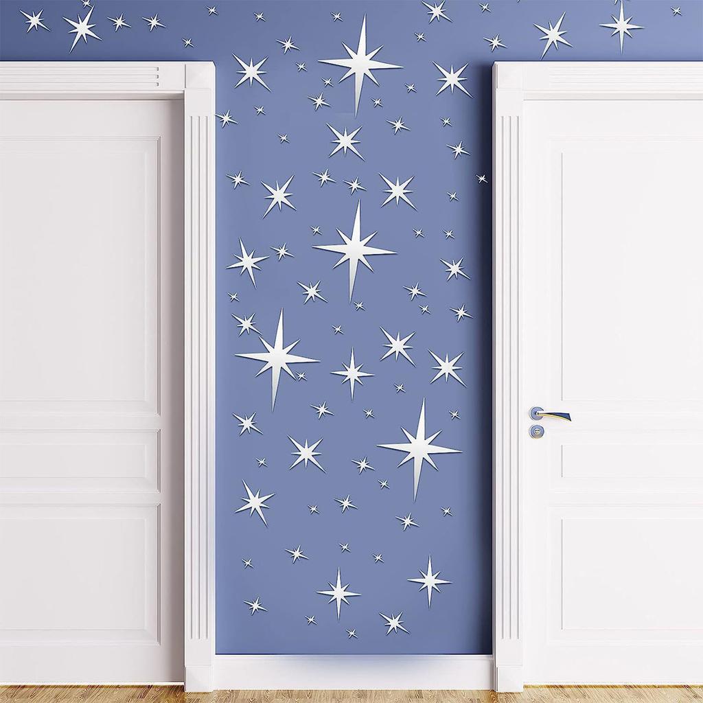 3D Star Mirror Wall Stickers with Adhesive Art Decal Stickers for Kids Room living Room Decal