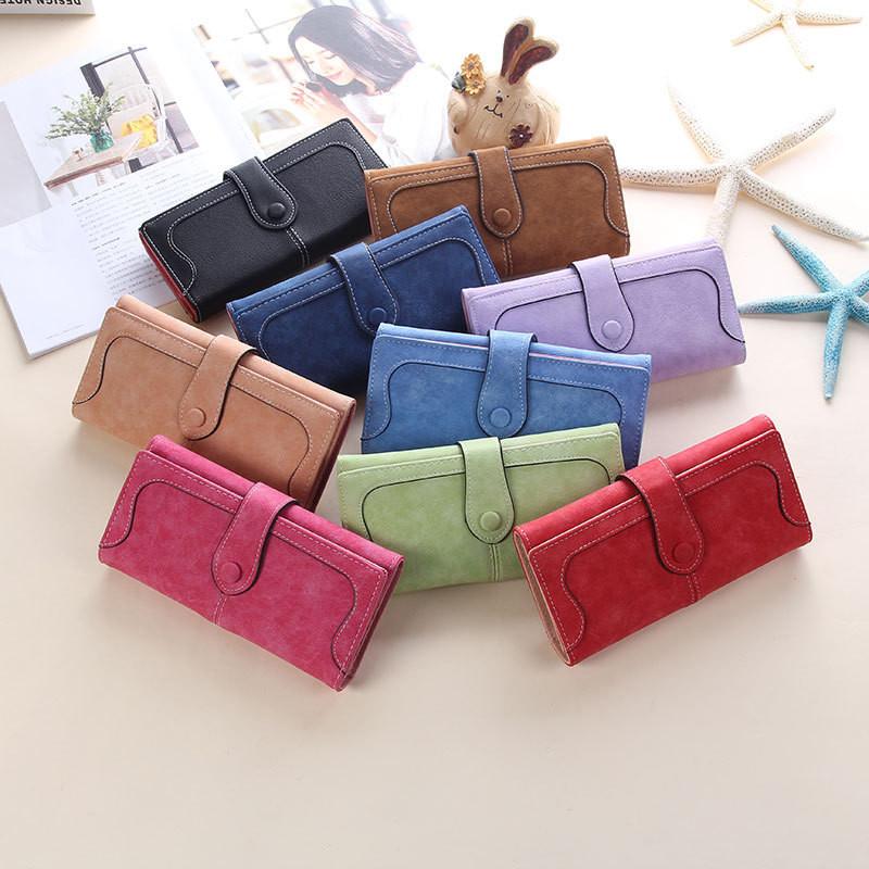 Stylish Vintage Pu Leather Long Wallet For Women With Magnetic Closure And Soft Texture