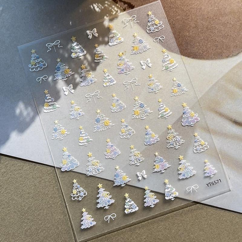 Cute Christmas Snowman Christmas Tree Santa Claus Nail Stickers Kawaii Art Stickers Diy New Year Accessories Manicure Decals