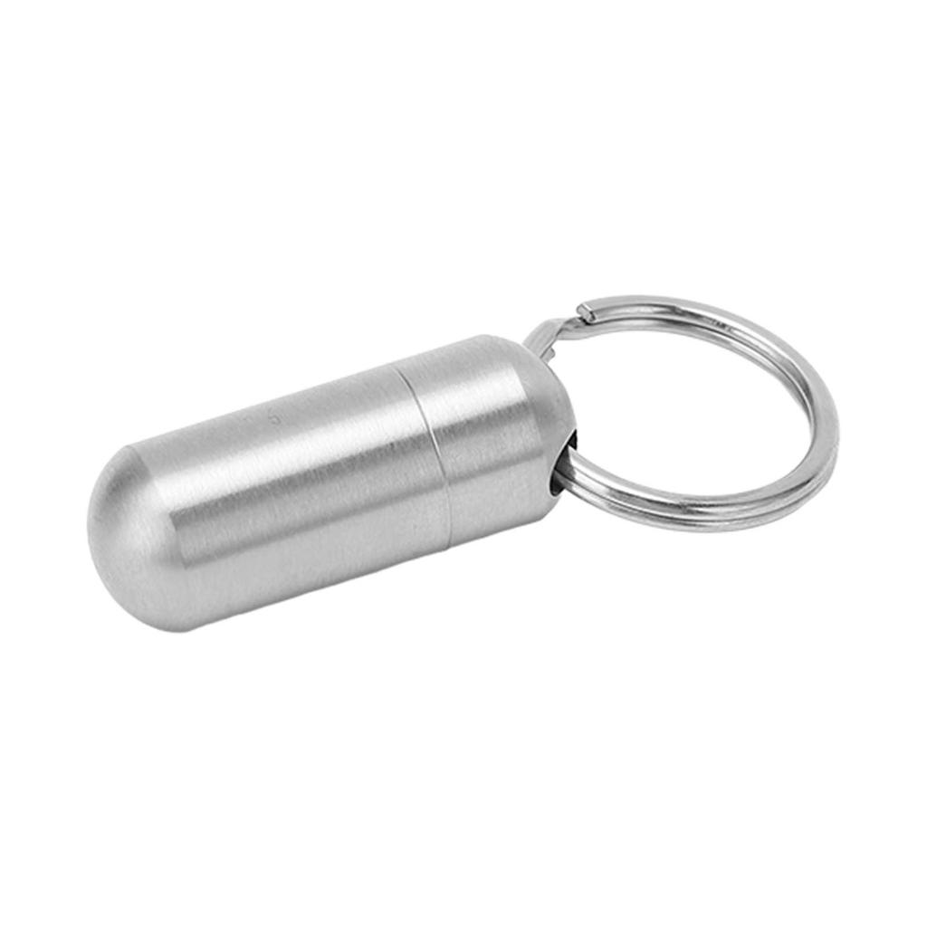 Portable Medicine Bottle Stainless Steel Waterproof Small Capsule Case Storage Container with Keychain