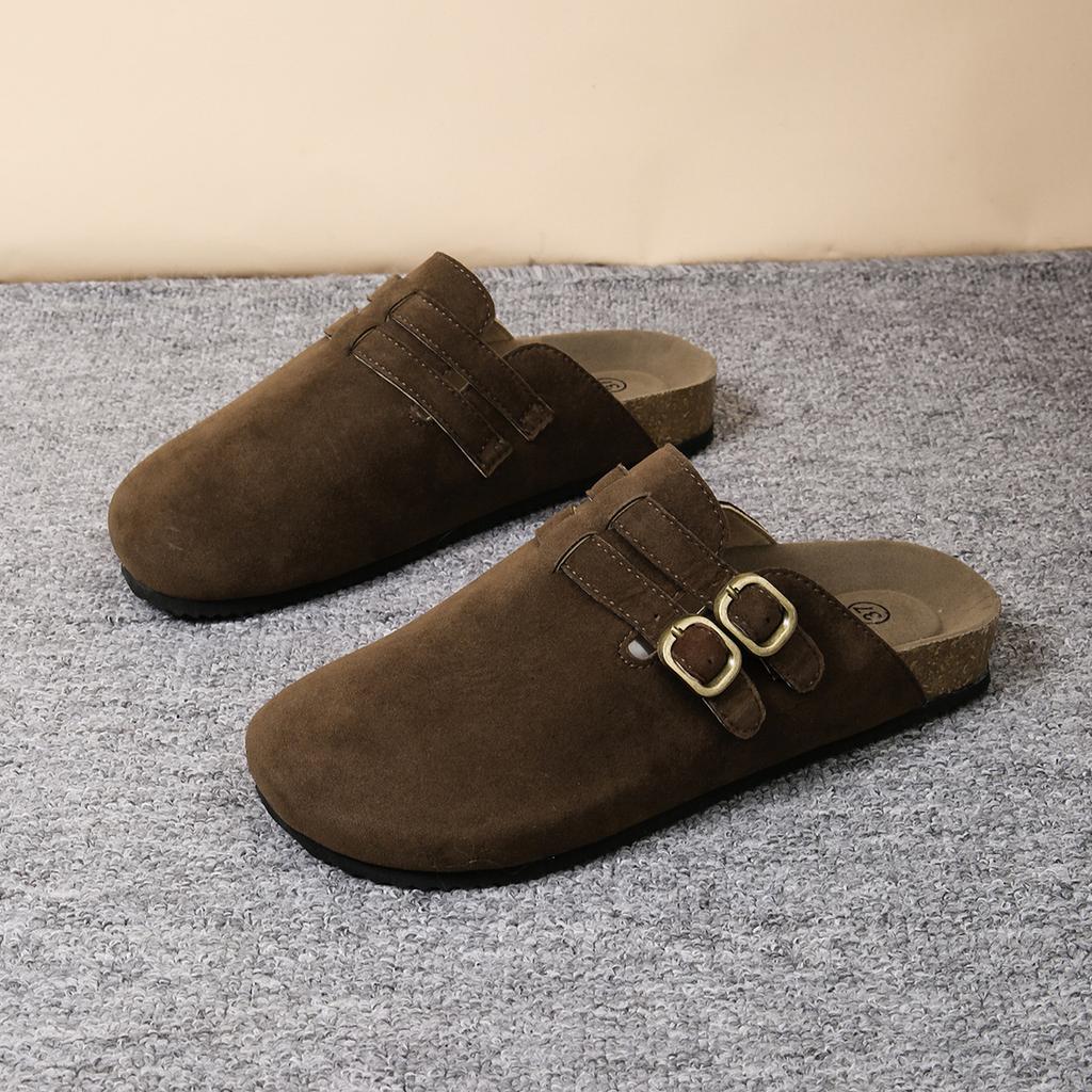 Faux Leather Cork Footbed Clogs for Women Memory Foam Arch Support Platform Slippers Women's Slip-ons Mules Potato Shoes Vegan Suede Clogs Sandals