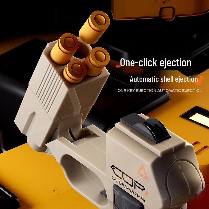 Mingjiangtang COP357 Life Card Toy Gun: Manual Continuous Fire Ejecting Shell Soft Bullet Gun for Kids.