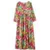 DIMANAF 2025 Women Plus Size Spring New Loose Holiday Dress Vintage Linen Casual Basic Floral Elegant Long Dress