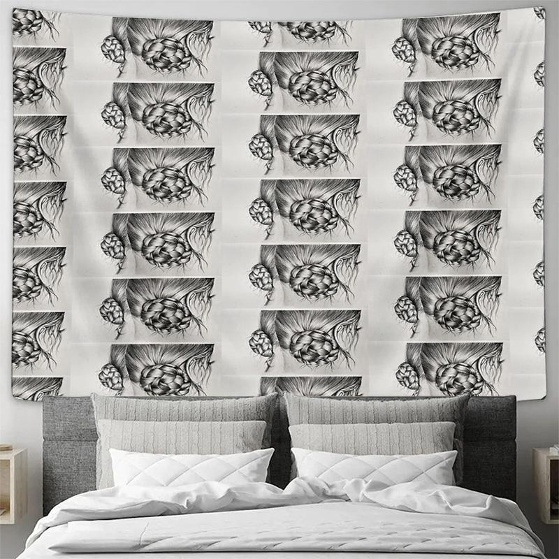 Bohemian Tapestry Wall Hanging Gothic Decor Dark Academia Aesthetic Vintage Floral Pattern Home Textile Room Divider Dorm Decor