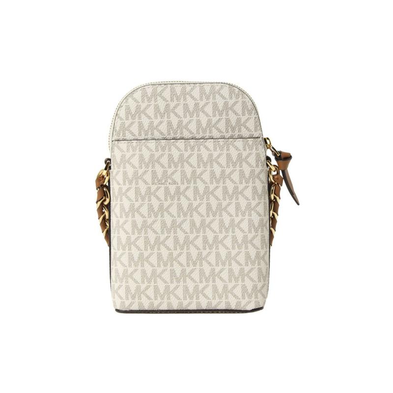 Michael Kors Bokstavslogotyp Konstläder Axelväska Crossbody Dam Vanilj