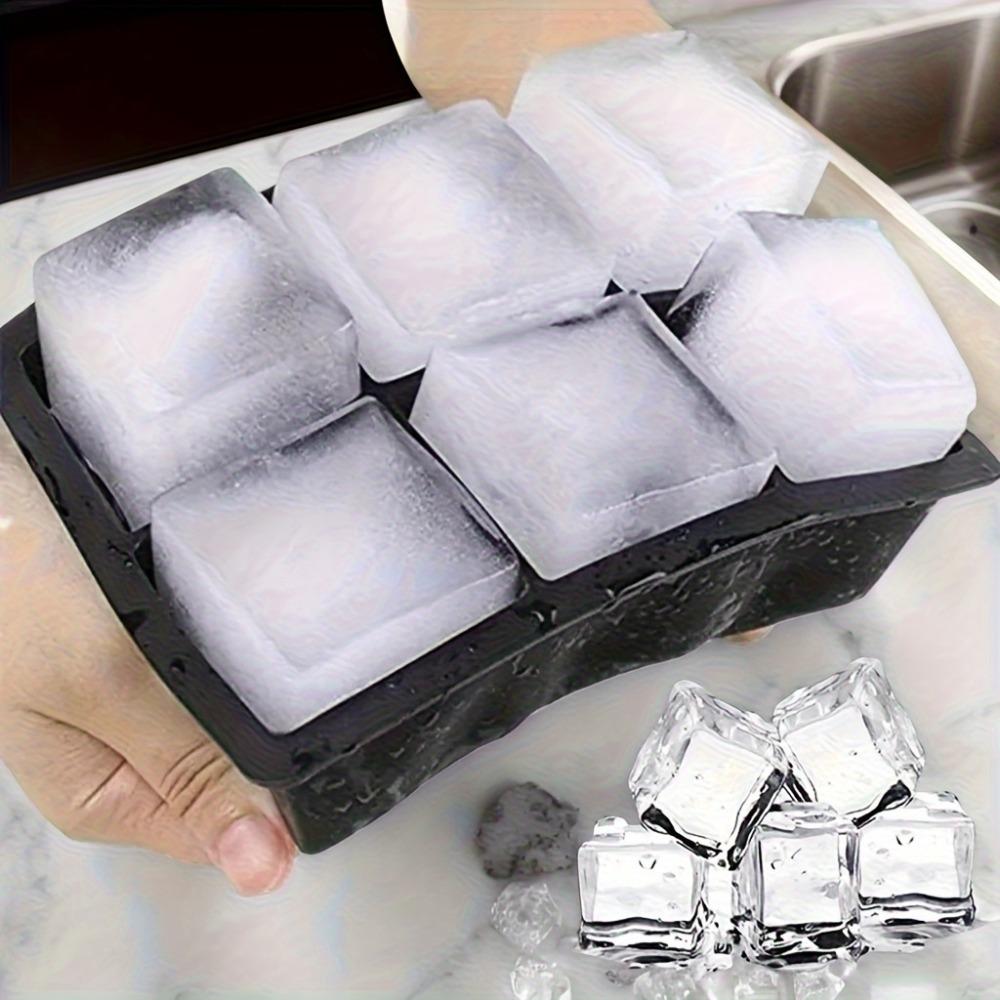 6-Cell Large Silicone Ice Cube Tray, Food-Grade Square Ice Mold for Cocktails Party BBQ, Freezer Safe