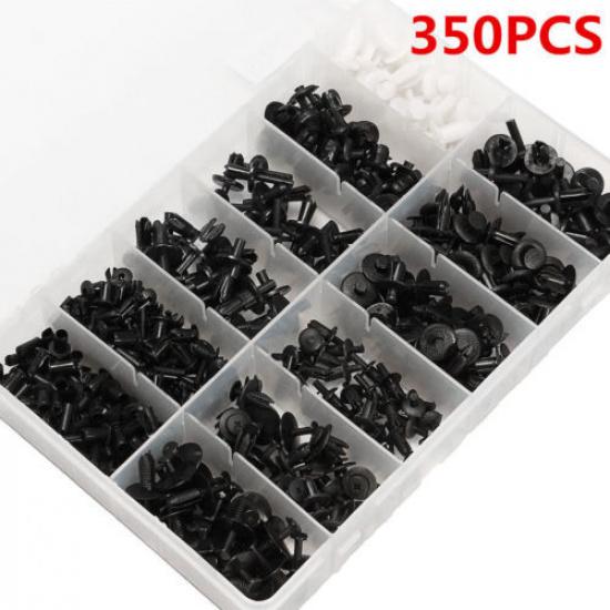350 Clips Car Body Plastic Push Pin Rivet Trim Moulding Kit 12 Model Black Rivet