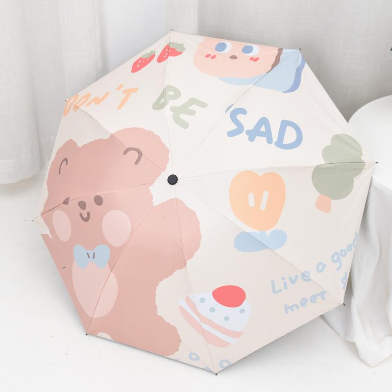 Cartoon Digital Automatic Tri-fold Sun and Rain Umbrella, Folding Umbrella, Black Coating UV Protection, Sunshade, Sunshade Umbrella Manufacturer