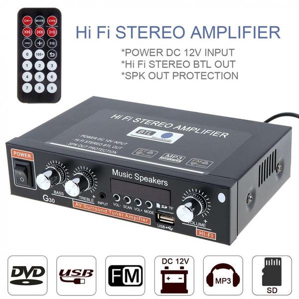 Auto & Zuhause 220 V/110 V 12 V 800 W Bluetooth 4.0 Hochleistungs-2-Kanal-TF/U-Disk/Fernbedienung/Leistungsverstärker FM-Radio Auto-Leistungsverstärker