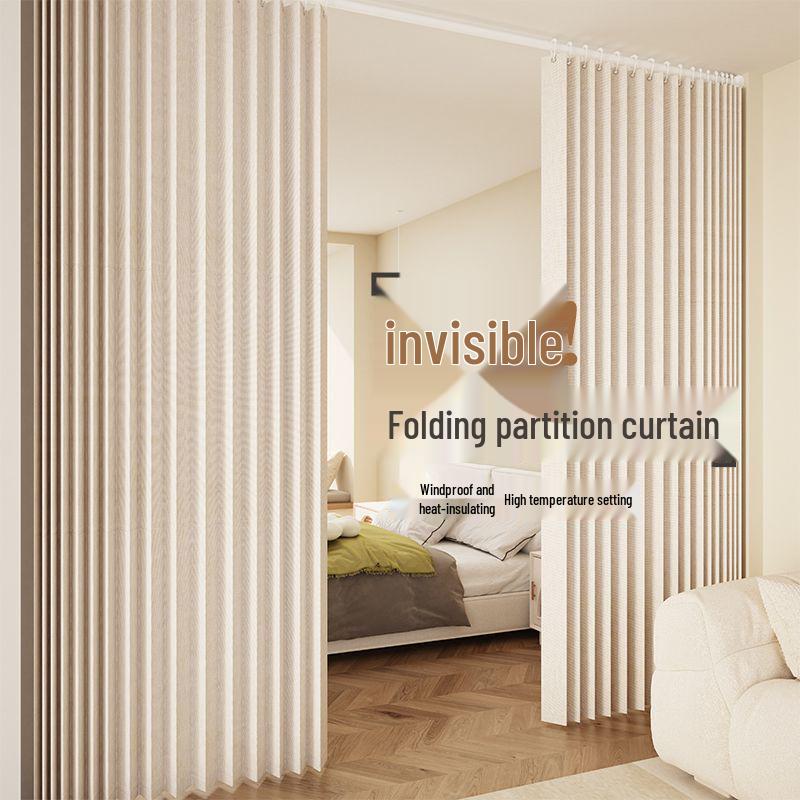 Room Divider No-Drill Folding Door Curtain for Bedroom and Living Room Privacy.