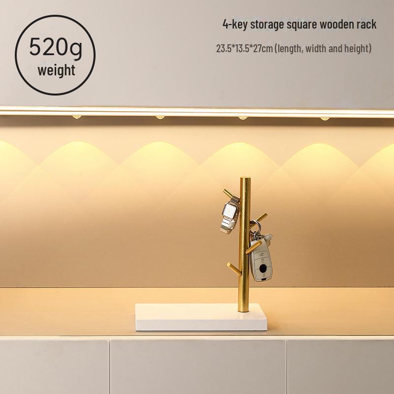 Bamboo Water Drop Key Holder and Accessory Rack for Entryway