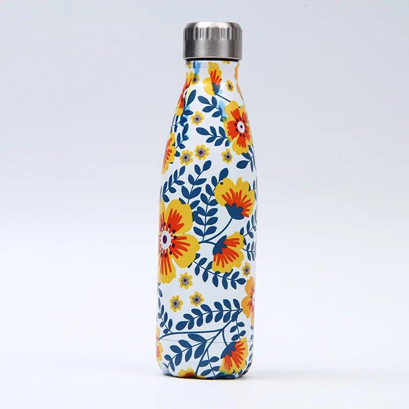 Kreativní květinová termoska Nerezová láhev na vodu Nepropustná sportovní láhev na pití do posilovny Na vodu Chladicí Izolovaný hrnek