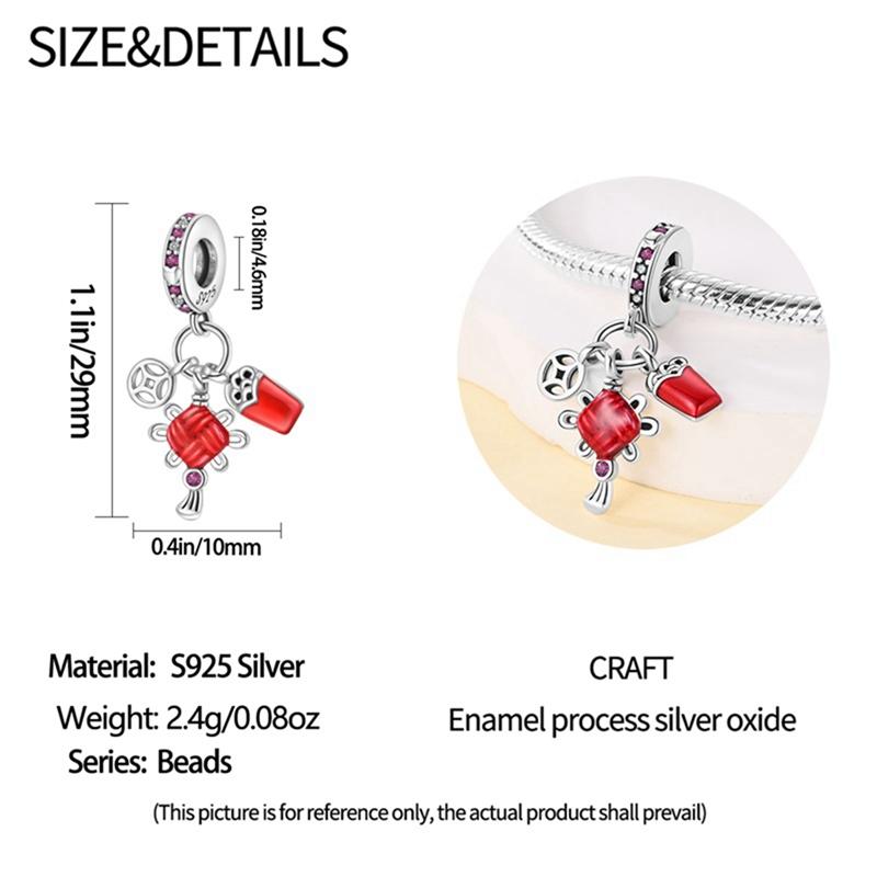 Girl Metal Chinese Knot Lucky Cat Lion Dance Charms Fit Original Bangle Necklace Make your own Beads Ideal for Accessory Elegant Fashion Beautiful