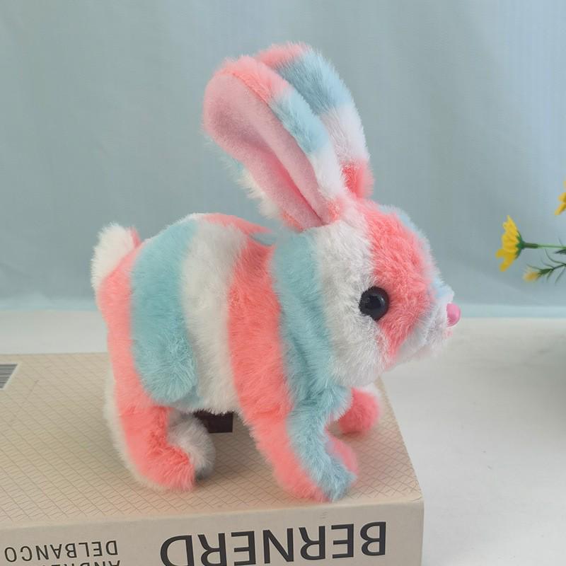 Plush Interactive White Rabbit Toy - Walking, Talking, Ear-Wiggling, Mouth-Moving Long-Haired Pet Simulation.