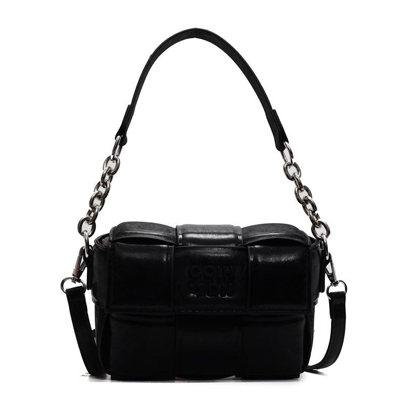 

Woven portable small square bag women s spring new shoulder bag niche high-end hand carry messenger bag чорний