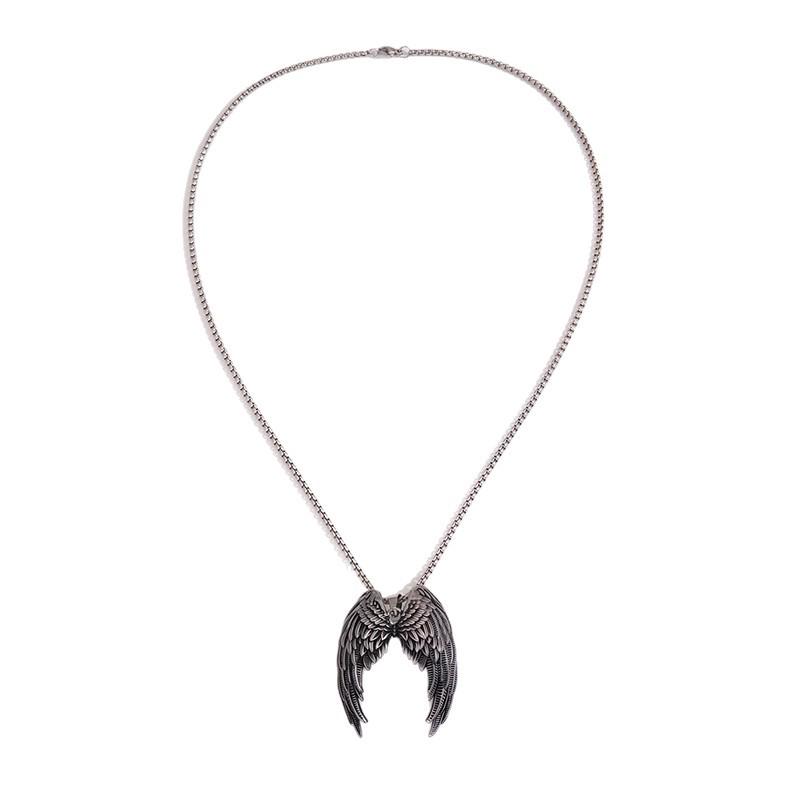 Retro Angel Wing Pendant Necklace: European & American Style for Men & Women