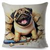3D Crack Wall Lifelike Puppy Print Throw Pillow Cover Gentle Skin Touch Sofa Bedroom Household Decor Present
