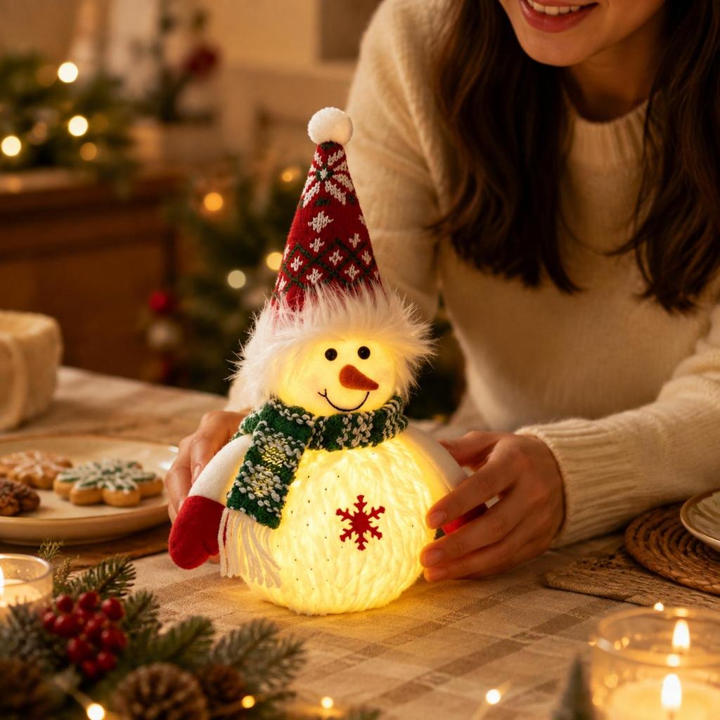 Lighted Snowman Tabletop Figurine Indoor for Window Displays, Mantels