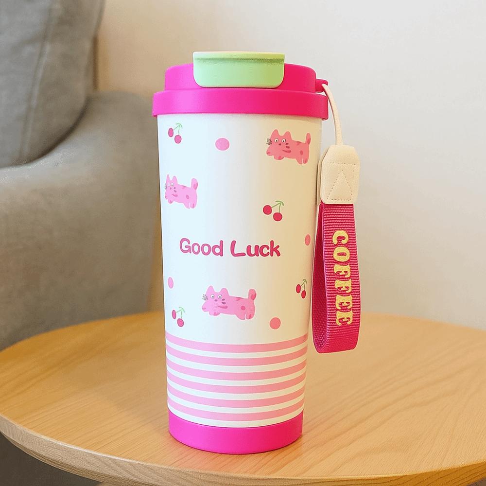 Leak-Proof Stainless Steel Mug Cartoon Pattern Coffee Cup Cute Thermal Mug  Hiking