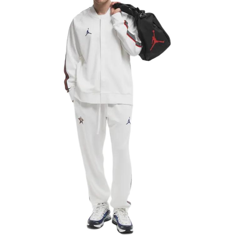 Jordan X NBA All-Star Logo Quick-Dry Comfortable Drawstring Knit Sports Pants Men Pants White HF5821-100