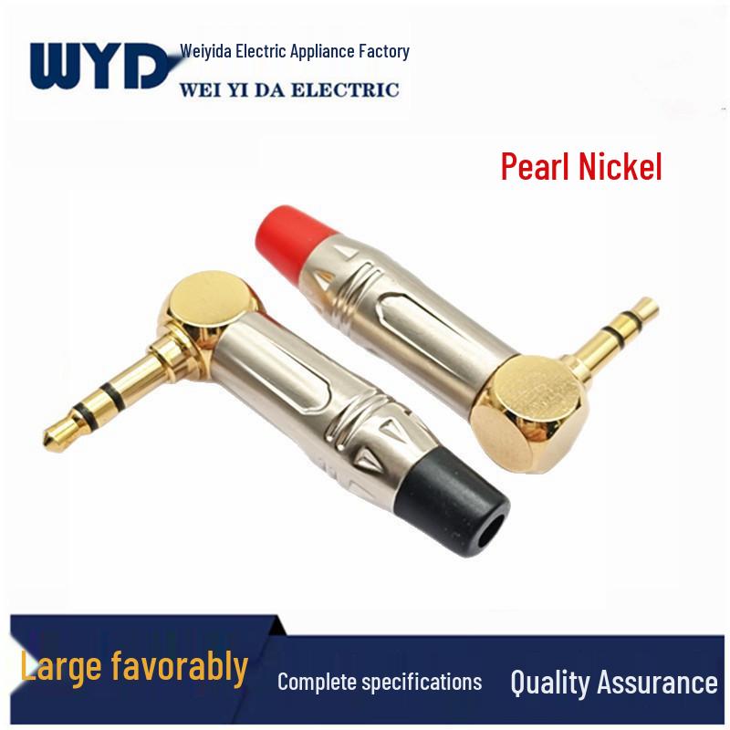 Zinc Alloy 90° L-shaped 3.5mm Stereo Earphone Cable Soldering Plug