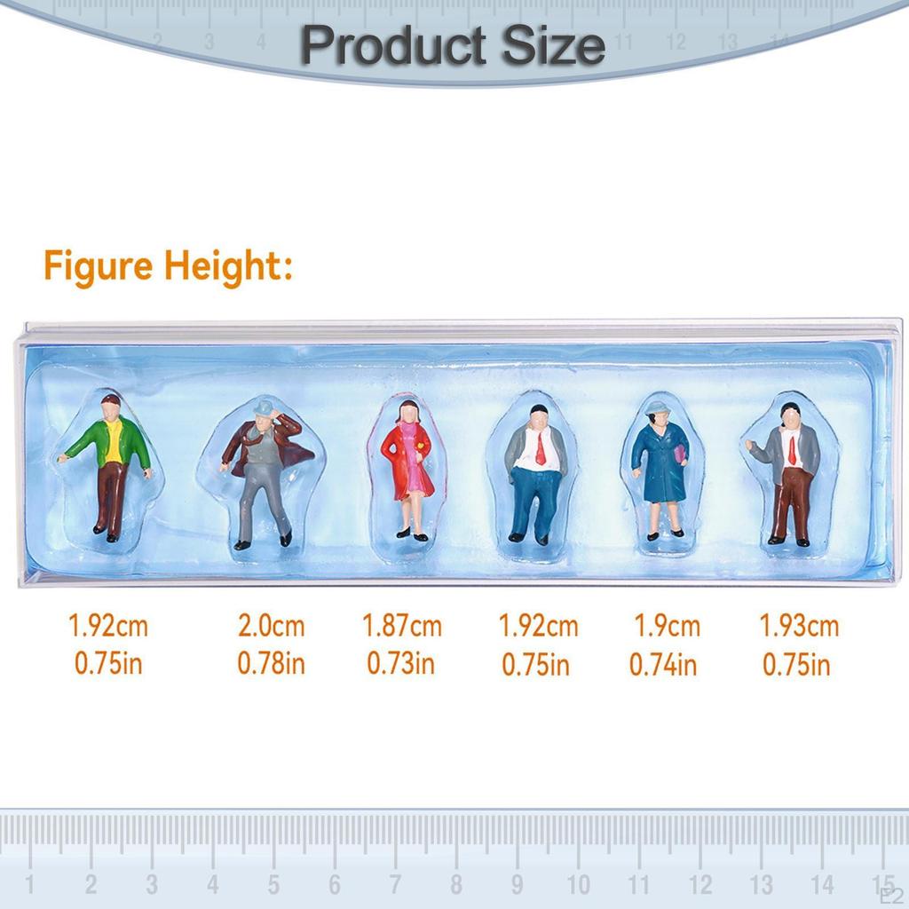 6x 1:87 HO Scale Figure Model Miniature Standing Figures DIY Projects Sand Table Layout Decoration