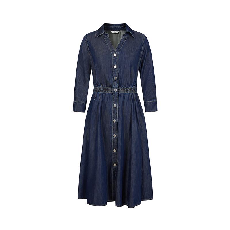 ANNACAU Lyocell Retro Commuter Shirt Dress