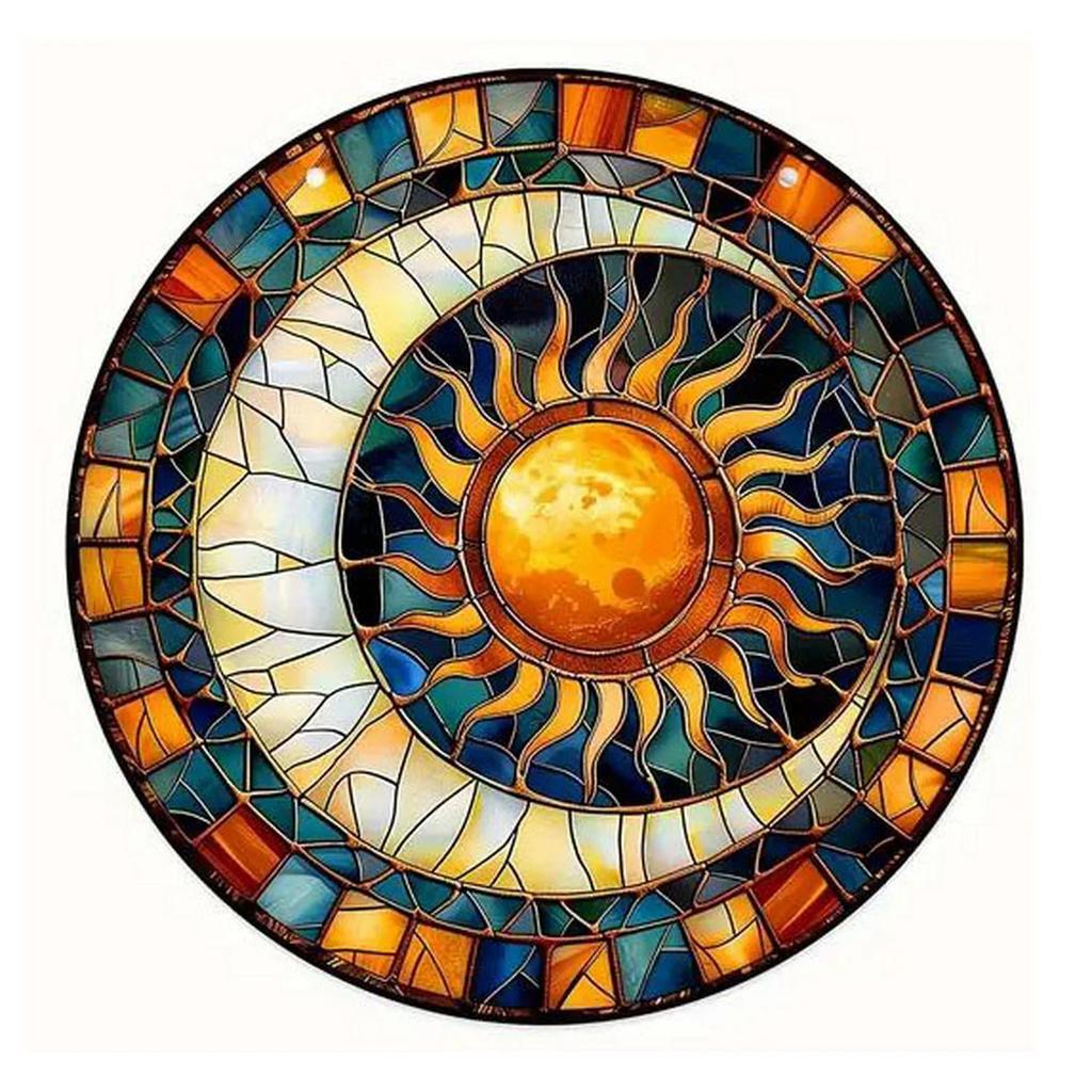 Retro Round Metal Tin Signs Sun And Moon Face Decor Pattern Nostalgic Iron Painting Novelty For Cafe Bar Man Cave Wall Decor