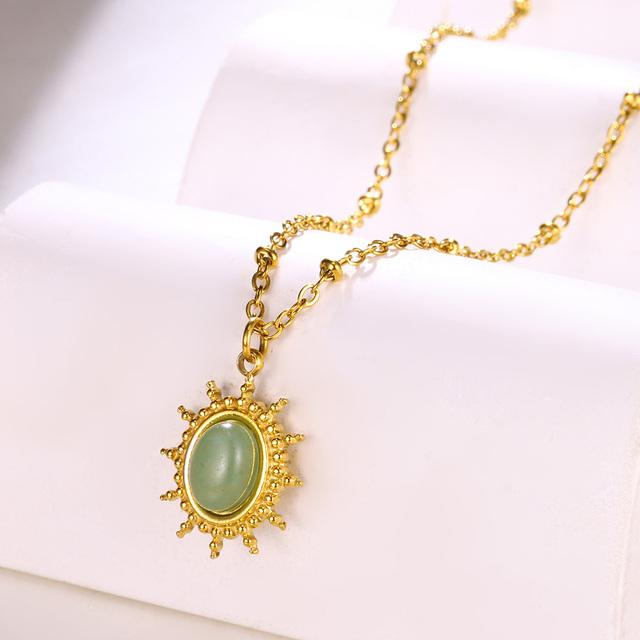 Fashions Natural Stone Oval Opal Necklaces for Women Classic Gold Color Chain Necklace Cute Stainless Steel Jewelry 2024 New In