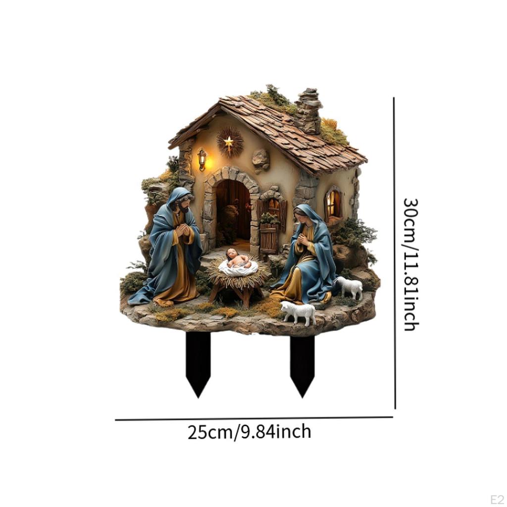 Jesus Birth Statue Yard Sign Gifts, Sculpture Crafts Acrylic Figurine, Garden Stake for Micro