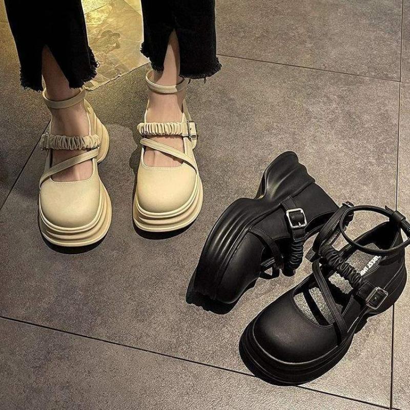 Mary Jane Temperament Small Leather Shoes Women's Autumn 2025 Spring and Autumn New Thick-soled Big Head Shoes Japanese Single Shoes Versatile